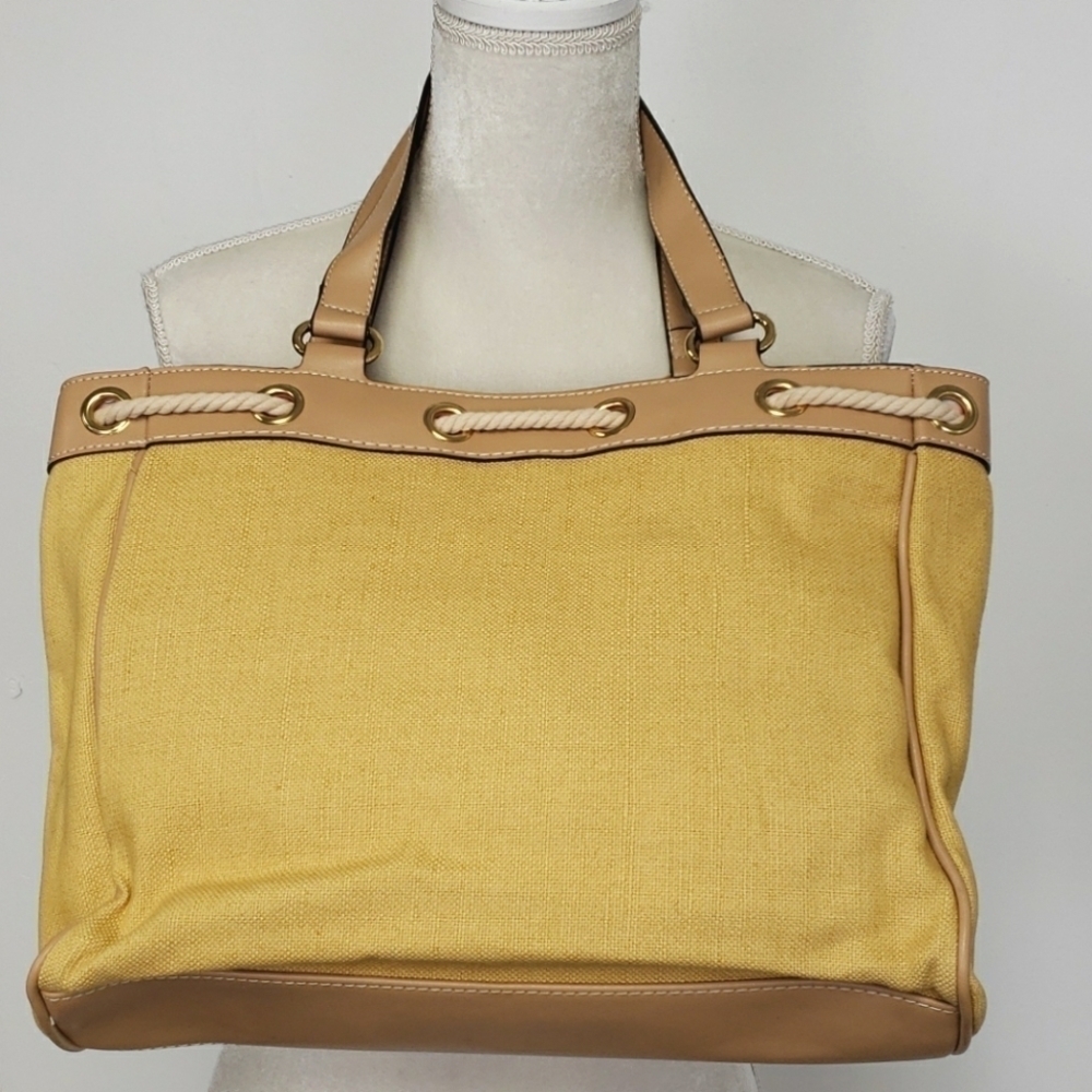 Liz & Co. Flax Linen & Faux Leather Tote NWOT